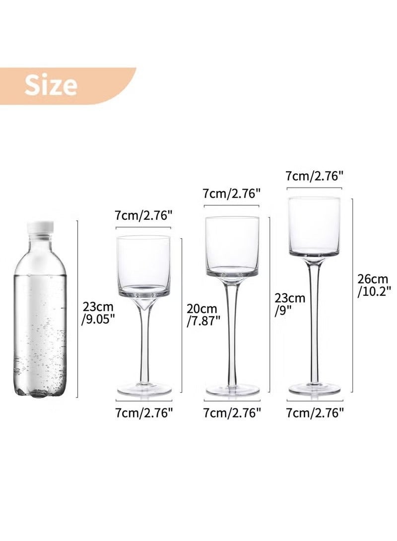 Beauenty Tealight Candle Holders Glass: Set of 3 Long Stemmed Candle Stands for Dinner Table Centerpiece - Monet Candleholders Pillar Floating Candles - Image 3